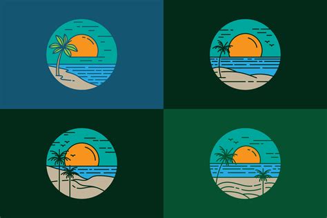 Tropical Island Beach Logo Set Graphic By Sabavector · Creative Fabrica