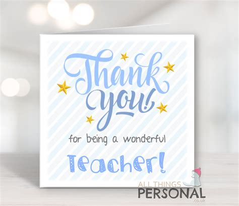 Thank You Teacher Card All Things Personal