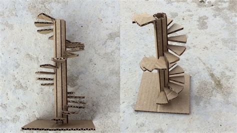 Making A Spiral Stairs Model Out Of Cardboard Easy Way Youtube