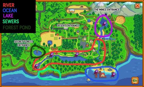 Map Of Stardew Valley River And Forest