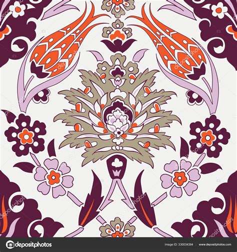 Iznik Tile Pattern With Floral Ornaments Stock Illustration By