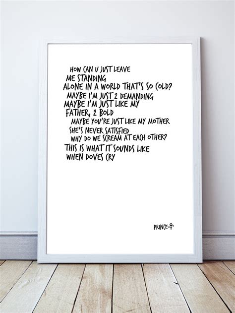 Prince Lyrics Art Print When Doves Cry Typography Wall Art Etsy