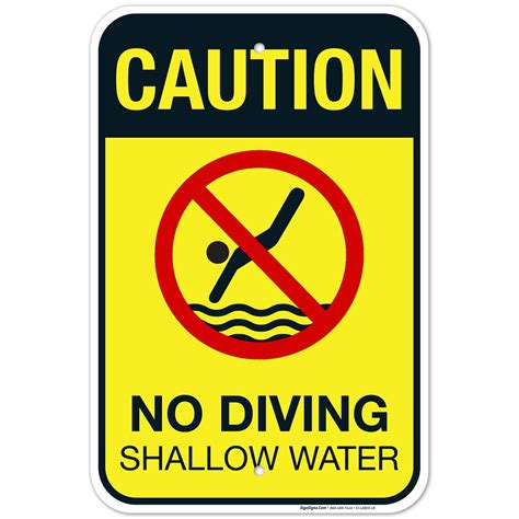 Caution No Diving Shallow Water Sign Pool Sign