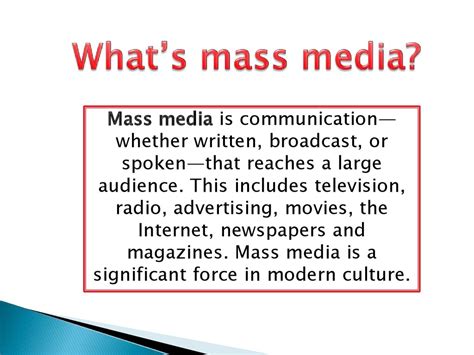 The future is limitless and even more so for the concept of mass communications. Influence of mass media on society - презентация онлайн