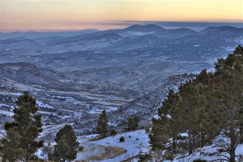 Winter Dusk At Colorado Rocky Mountains Stock Photo Image Of Road