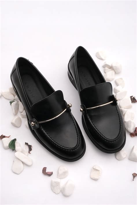 Kadın Loafer Tokalı Günlük Ayakkabı Morfe Siyah Marjin Ayakkabı