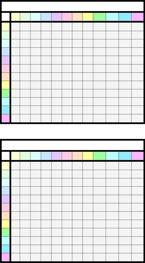 Free Printable Blank Multiplication Chart Pdf