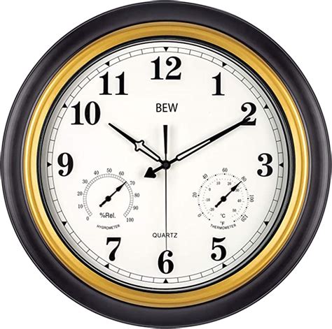 Bew Horloge Murale Dextérieur Thermomètre Et Hygromètre 45 Cm Grande