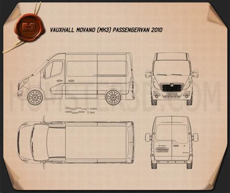 Vauxhall Movano Passenger Van 2010 Blueprint Hum3d