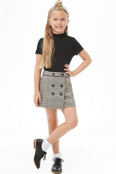 Girls Double Breasted Glen Plaid Skirt Kids Kids Fashion Clothes