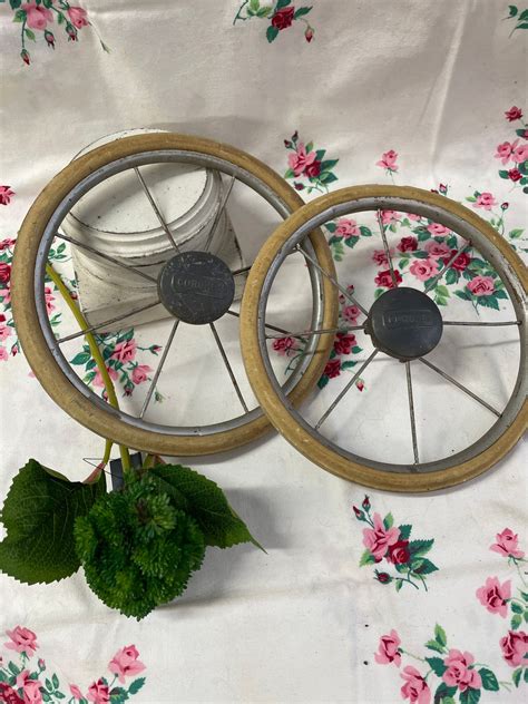 2 Vintage Buggy Wheels Coronet Baby Carriage Wheels Etsy