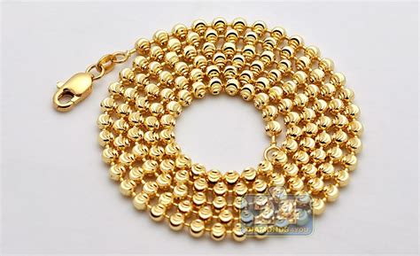 Looking for a good deal on gold chain a ball? Mens 10K Yellow Gold Moon Cut Ball Chain 3 mm 20 24 26 28 30 36"