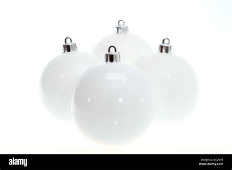 White Christmas Balls Stock Photo Alamy