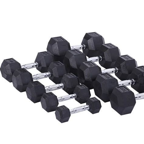 Factory Supplied Hex Rubber Dumbbell Rubber Gym Bodybuilding Equipment