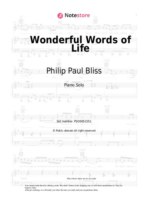 Philip Paul Bliss Wonderful Words Of Life Sheet Music For Piano