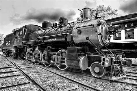 Train Steam Engine Locomotive 385 In Black And White Photograph By