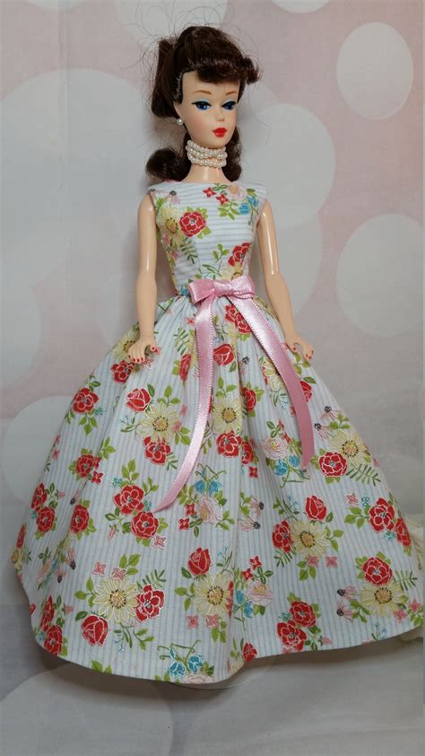 11 12 Dress For Barbie White With Summer Flowers Floor Length Full