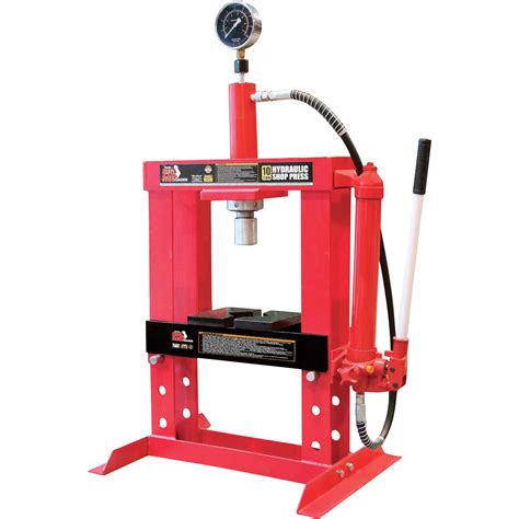Torin Big Red Hydraulic Shop Press With Gauge Dial — 10 Ton Model