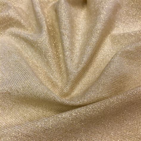 Gold Knit One Way Stretch Fabric Shine Trimmings And Fabrics