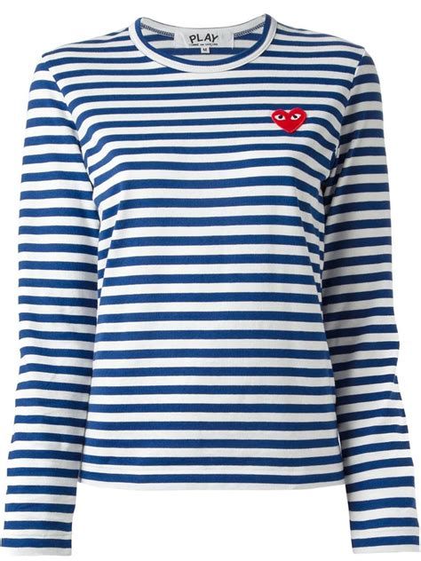 Comme des garcons shirt mens black cropped trousers pants s25143 size x rare. Play Comme des Garçons Striped T-Shirt in White (Blue) - Lyst