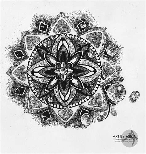 Mandala Dotwork Tattoo Sketch Drawing By Alisa Gornostaeva Fine Art