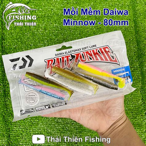 Mồi Mềm Daiwa Minnow Gói 6 Con Dài 80mm Dùng Câu Lure Cá Lóc Chẽm Mú