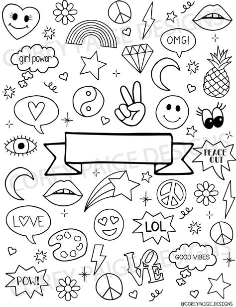 Good Vibes Coloring Sheet Pack Doodle Drawings Easy Doodles Drawings Easy Doodle Art