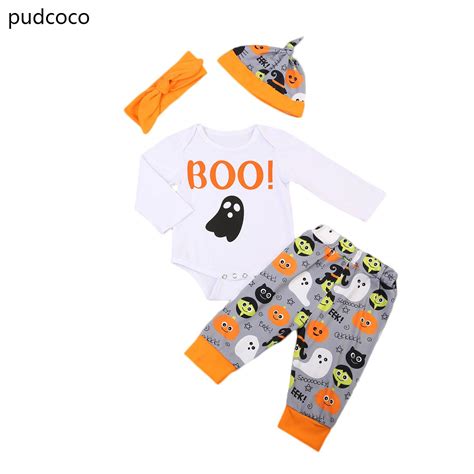 Boo Halloween Baby Kids Clothes Set Baby Boys Girls Long Sleeve Rompers