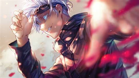 Blue Eyes Boy Jujutsu Kaisen Satoru Gojo School Uniform White Hair 4k