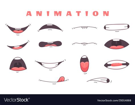 Mouth Animation Funny Cartoon Mouths Set Vector Image