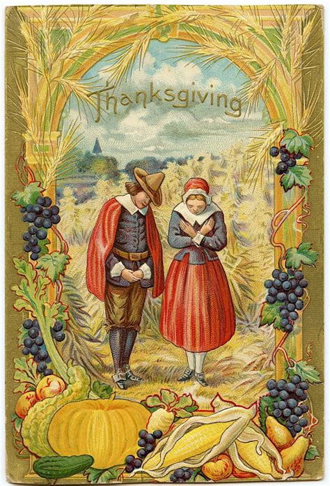 lot antique vintage postcard thanksgiving day