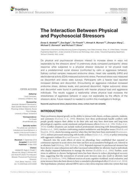 Pdf The Interaction Between Physical And Psychosocial Stressors