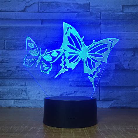 Butterfly Wings Led Night Light 3d Acrylic Panel Stereo Illusion Table