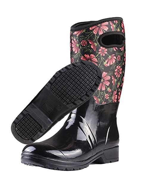 Neoprene Rubber Waterproof Rain Boots For Women Mid Calf Slip Resistant