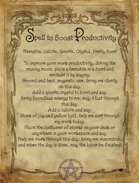 Spell to Boost Productivity for homemade Halloween Spell Book. | Halloween spell book, Spell 