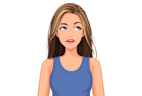 Beautiful Teenage Girl With Different Facial Expression 1312561 Vector