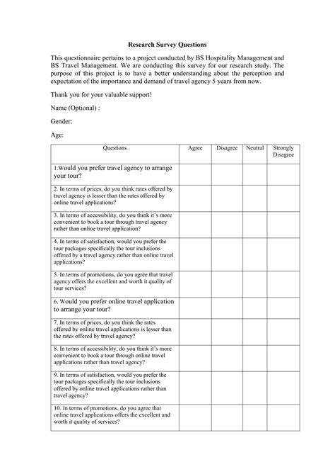 Sample Survey Questionnaire Format