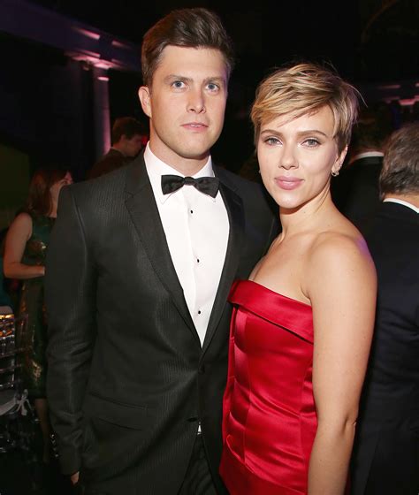 Colin jost and scarlett johansson tied the knot in october. Scarlett Johansson, Colin Jost Pose Together at First ...