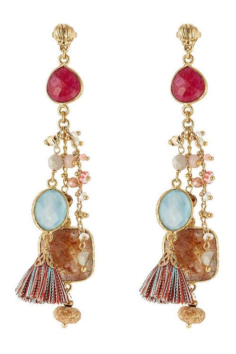 Gas Bijoux Kt Gold Plated Chandelier Earrings With Quartz In