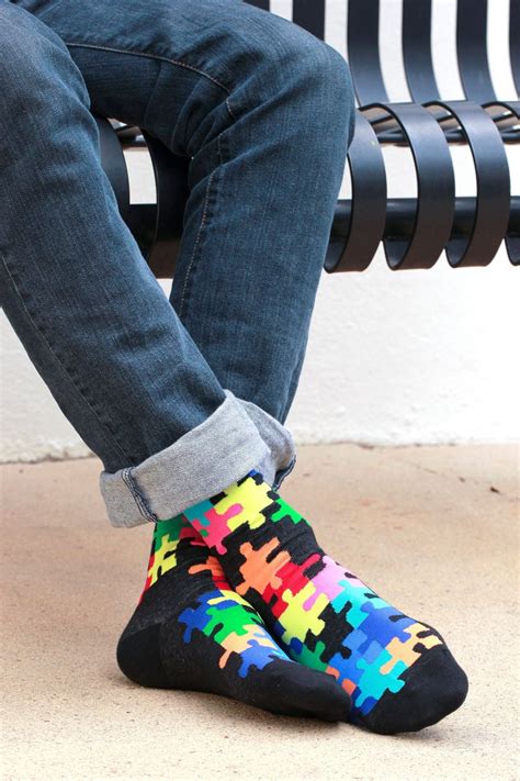 Formal wear, in particular, can often feel a bit limiting for men. Men's Jigsaw Puzzle Crew Socks by K. Bell | Crew socks ...
