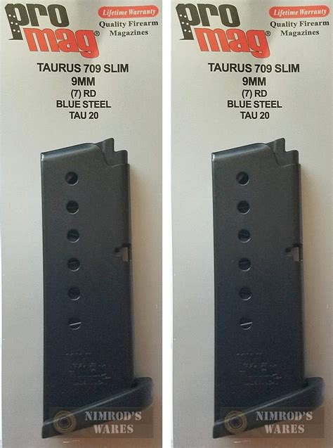 Promag Taurus 709 Pt709 Slim 9mm 7 Round Magazine 2 Pack Tau20