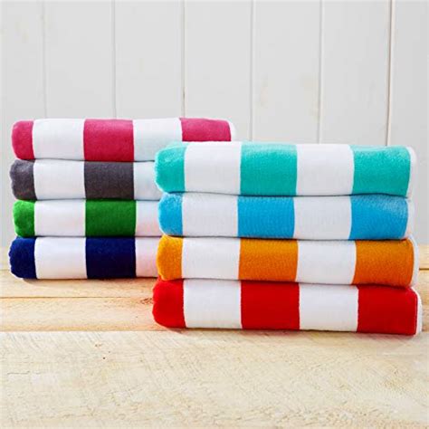 4 Pack Plush Velour 100 Cotton Beach Towels Cabana Stripe Pool Towels