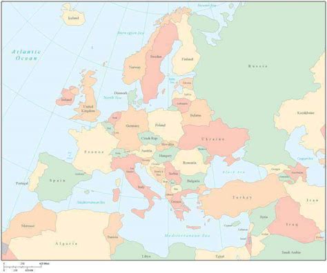 Europe Multi Color Map With Countries
