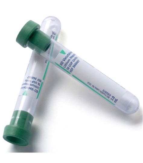 Bd Vacutainer Plastic Blood Collection Tubes With Lithium Heparin Test