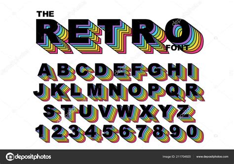 S Retro Alphabet Font Rainbow Vintage Alphabet Vector Stock Vector