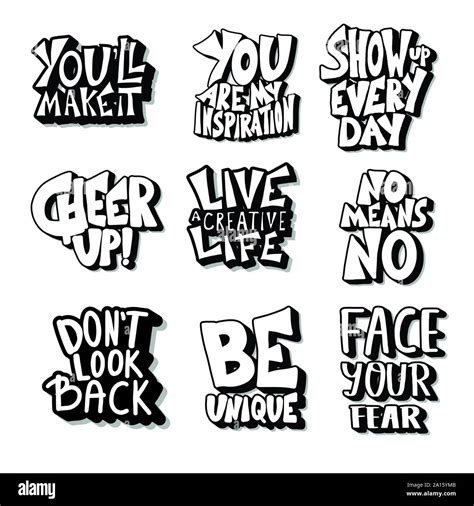 Set Of Quotes Isolated Motivational Hand Drawn Lettering Collection