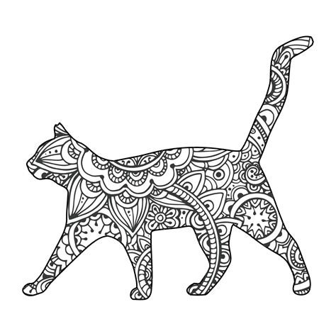 Mandala Cat Coloring Page For Kids 7848826 Vector Art At Vecteezy