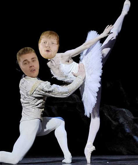 A lot of ed sheeran memes poke harmless fun at his name, where his girlfriend went, his extremely red hair, how young he looks, and even his super fair skin. Ed Sheeran & Justin Bieber ballerina gay meme | Face Swap ...