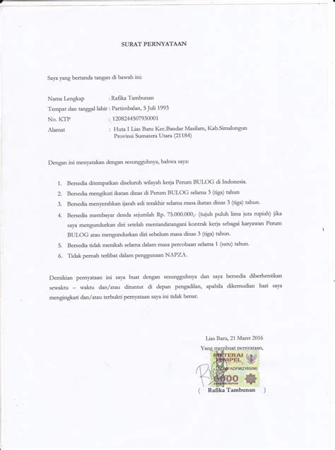 Seperti apa contoh surat pernyataan yang benar? Surat Pernyataan Bermaterai