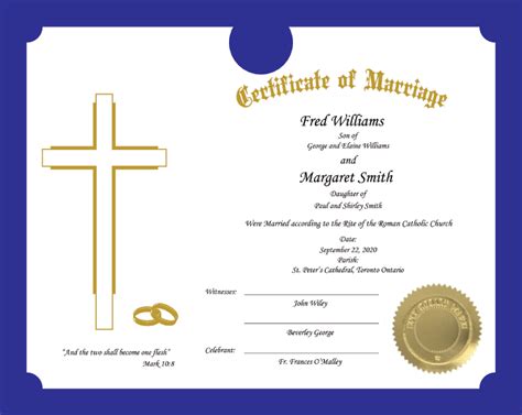 Roman Catholic Certificate Of Marriage Packs Of 10 Or 50 1495
